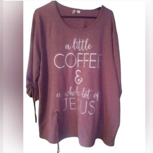 Graphic Tunic Top - "a little COFFEE & a whole lot of JESUS" - Mauve